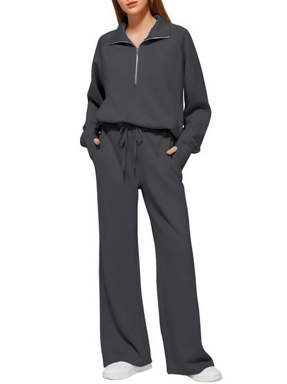 Ladies Casual Tracksuit Sweatshirts Tops Pocket Pants 2PCs Joggers set PLUS SIZE