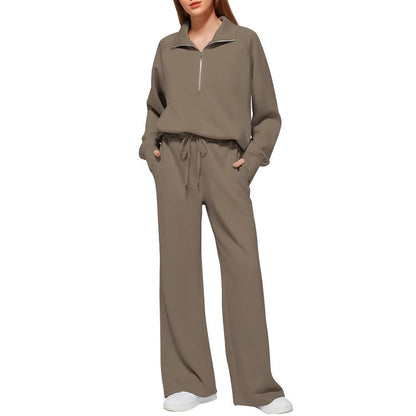 Ladies Casual Tracksuit Sweatshirts Tops Pocket Pants 2PCs Joggers set PLUS SIZE
