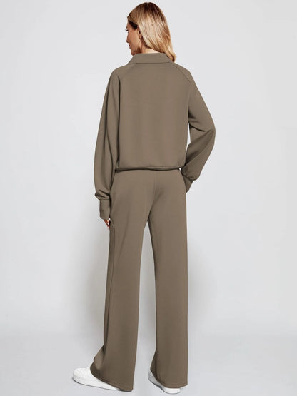 Ladies Casual Tracksuit Sweatshirts Tops Pocket Pants 2PCs Joggers set PLUS SIZE