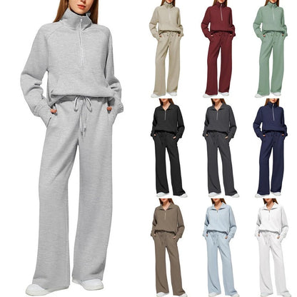 Ladies Casual Tracksuit Sweatshirts Tops Pocket Pants 2PCs Joggers set PLUS SIZE