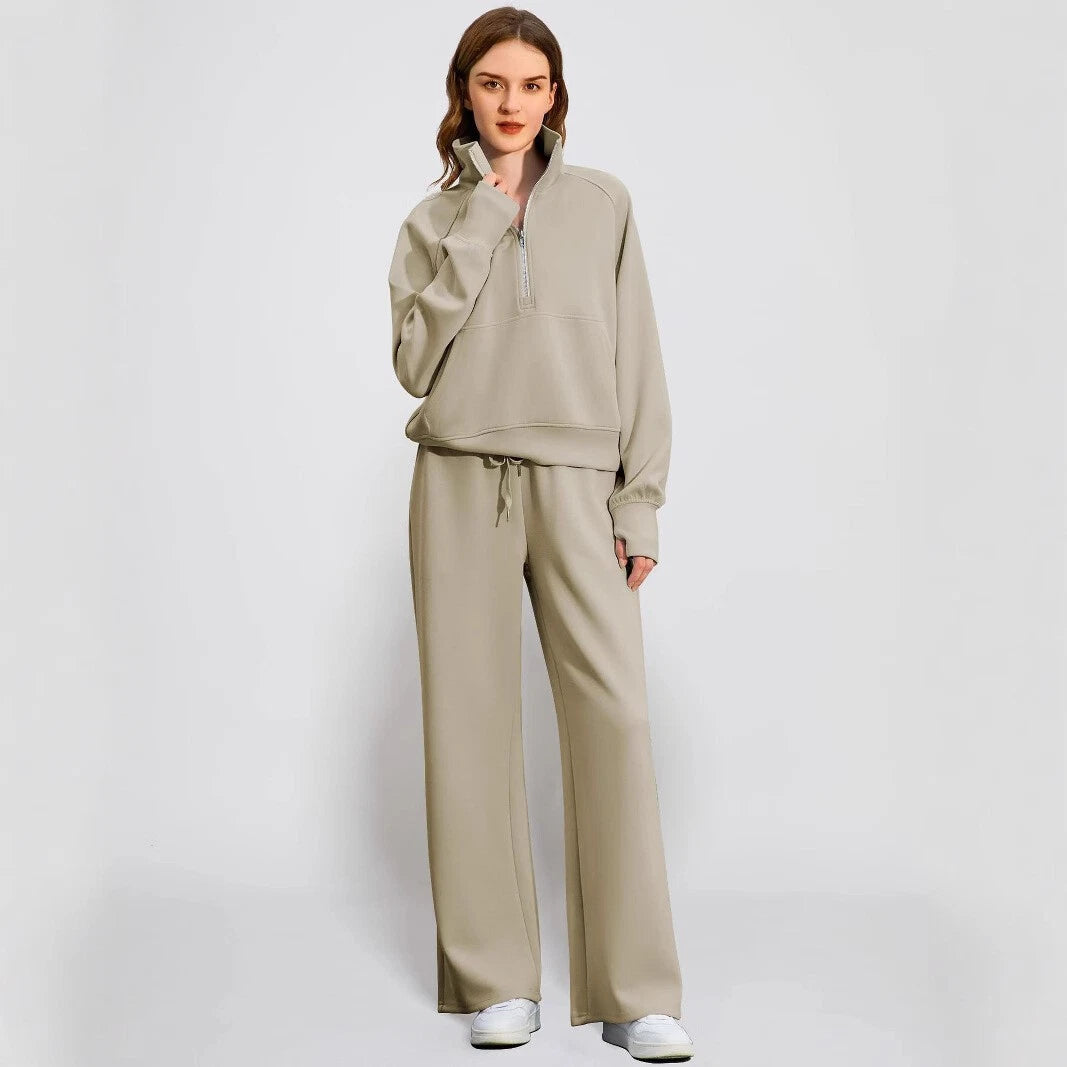 Ladies Casual Tracksuit Sweatshirts Tops Pocket Pants 2PCs Joggers set PLUS SIZE