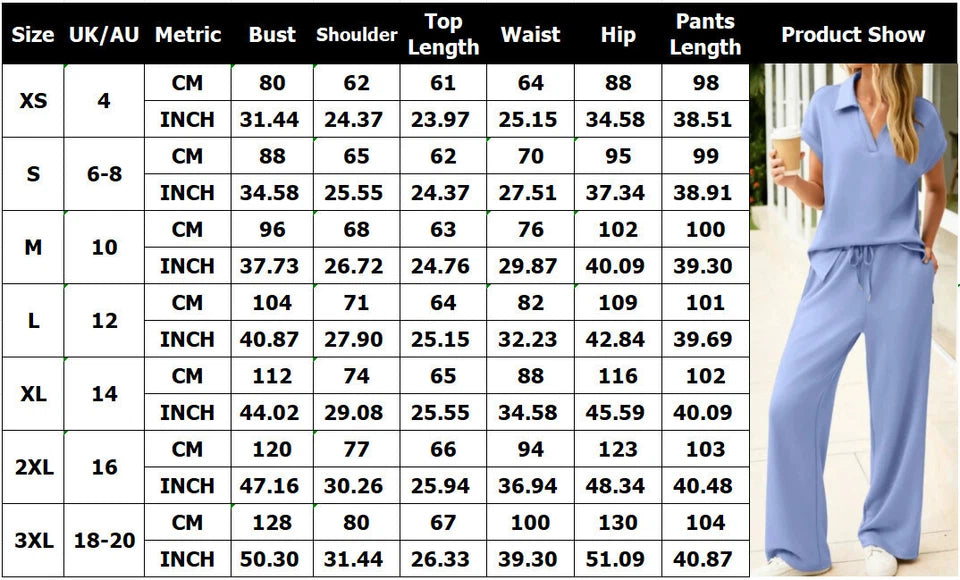 Ladies Casual Loose Tracksuit V Neck Shirt Tops Pants Set Lounge Wear Plus Size